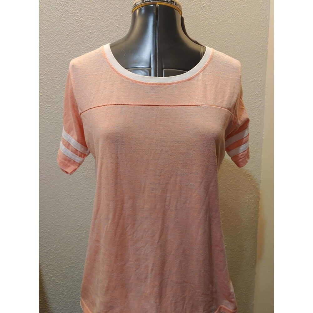 Exist Brand Juniors Thin Peach Varsity Teeshirt Size Adult Small